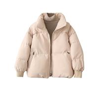 Chaqueta de plumón para mujer de 100 gramos, ligera, cortavientos, sin capucha, cálido, acolchado, plegable, tallas grandes, cómodo, entretiempo, chaqueta elegante, informal, abrigo, cremallera, Color