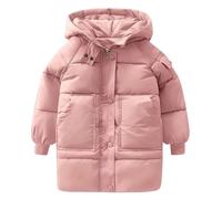 Chaqueta de plumón para niño y niña, abrigo con capucha parka plumón, cálido, invierno, bebé, niña, outwear a prueba de viento, impermeable, ropa de abrigo acolchada de manga larga para 5-6 años
