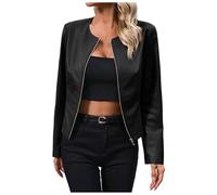 Chaqueta De Polipiel Mujer, Cazadora Cuero Mujer Diseño De Aviador Manga Larga Entallada con Cremallera, Cálida, Casual Cazadora Moto Mujer Women's Leather Jacket Suave Y Genuino