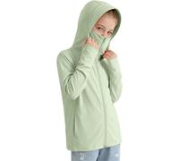 Chaqueta de protección solar UPF 50+ para niñas, de secado rápido, con capucha, con agujero para el pulgar, correr, senderismo, deportes, verde, 12-15 Years