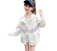 Chaqueta de protección UPF 50+ para niñas, ligera, con lazos, transpirable, con cremallera, para niños, adolescentes, resistente al viento, ropa de verano, ropa deportiva, Morado #3, 11-12 años