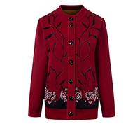 Chaqueta de punto de las mujeres chaqueta de punto femenina de un solo pecho casual más el tamaño superior suéter abrigo, Granate, XX-Large