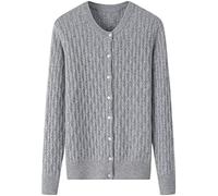 Chaqueta De Punto De Manga Larga Holgada De Otoño E Invierno Para Mujer De Un Solo Pecho De Color Puro Cárdigan De Cachemira Suéter De Mujer,Gris,METRO