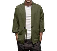 Chaqueta de Punto Holgada Retro Estilo Nacional para Hombre, Kimono, Japonesa, Abrigo de Manga Corta de 7, Traje de Talla Grande Retro Pijamas Hombre