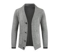 Chaqueta de punto para hombre, color gris, chaqueta de punto para hombre, chaqueta de invierno, traje regional bávaro, tallas grandes, cárdigan moderno, rever ajustado, chaqueta de punto, chaqueta de