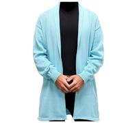 Chaqueta de punto para hombre con frente abierto, informal, corte ajustado, chaqueta de solapa de manga larga, suéter de invierno, ropa de exterior, sudadera de punto para otoño, O Sky Blue, XXXL