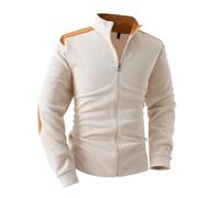 Chaqueta de punto para hombre, cuello alto, chaqueta de ocio, sudadera a la moda, sin capucha, chaqueta de manga larga, chaqueta con cremallera, chaqueta de entretiempo, patchwork, chaqueta funcional