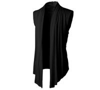 Chaqueta de punto para hombre, sin mangas, transpirable, sin mangas, camiseta sin mangas, monocolor, camiseta de tirantes Ruffle Shawl Collar Camiseta de Tirantes sin Mangas Ligero Chaleco Vintage