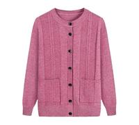 Chaqueta de punto para mujer, cárdigan ligero de verano, corto, cuello redondo, cárdigan, manga larga, abrigo de punto con botones, chaqueta suave, corte regular, bolero, elegante jersey de punto