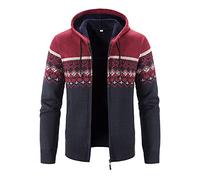 Chaqueta de punto tradicional para hombre - Sudadera con capucha para hombre, suéter noruego, chaqueta con capucha de lana con cremallera, cárdigan de punto acanalado, suéter de punto suave y cómodo