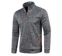 Chaqueta de senderismo para hombre - Suéter de forro polar de secado rápido con cuello con cremallera, suéter sólido de cuello con cremallera de manga larga, cálido y transpirable, top de moda