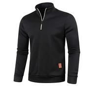 Chaqueta de senderismo para hombre: suéter sólido con cremallera en el cuello, manga larga, cálido y transpirable, top de moda, de secado rápido, cuello con cremallera, suéter de forro polar suave y