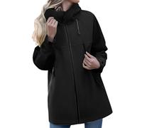 Chaqueta de senderismo para mujer, impermeable, chaqueta de lluvia para mujer, tallas grandes, chaqueta de entretiempo, monocolor, chaqueta para exteriores, chaqueta deportiva para el tiempo libre