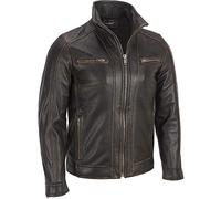 Chaqueta de Superior Leather Garments, con remaches de color negro, cuero vacuno auténtico, costura visible, para hombre Negro negro X-Large-Para Persona De Pecho 109 cm