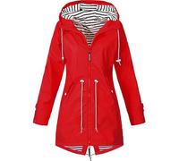 Chaqueta de tela extra larga para mujer, para otoño e invierno, resistente al viento, a rayas, montañismo, para exteriores, rosso, 4XL
