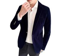 Chaqueta de terciopelo para hombre, estilo casual, chaqueta de hombre, boda, novio, cantante, traje delgado, blazer formal, vestido de noche, azul marino, XL