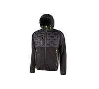 U-Power FU213BC Linea FUTURE Modelo SPOCK Chaqueta Híbrida Repelente al Agua, Transpirable y Antiviento, Poliéster/Spandex/Nailon, Black Carbon, 3XL Tamaño