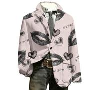 Chaqueta de traje blazer para hombre de terciopelo con diseño de amor brillante sobre fondo galáctico, estilo casual y colorido para San Valentín, fiestas, atuendo romántico y chic, Rosa claro66, XXXL