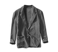 Chaqueta de traje casual de negocios para hombre, ajuste holgado, a la moda, color sólido, de una sola capa, vestido para hombre, gris, XL