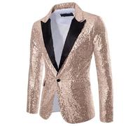 Chaqueta de traje de lentejuelas para hombre para escenario y moderación, 03 oro rosa, L