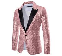 Chaqueta de traje de lentejuelas para hombre para escenario y moderación, 03 rosa., XXL