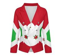 Chaqueta De Traje De Manga Larga para Mujer Blazer Formal Informal para Trabajo O Oficina Chaqueta De Traje De Negocios A La Moda con Estampado De Bandera De Burundi Blazer Ajustado para Mujer M