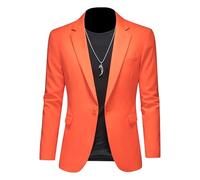 Chaqueta de traje de oficina con solapa de muesca para hombre, con un botón, fácil de combinar, ligera, elegante, chaqueta de traje casual, Naranja mandarina, XXL