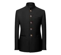 Chaqueta de traje de pecho único con cuello para los hombres hombres chinos cuello Blazer Chaquetas de Túnica china, Negro , XXXL