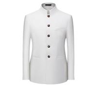 Chaqueta de traje de pecho único con cuello para los hombres hombres chinos cuello Blazer Chaquetas de Túnica china, blanco, XXXXXL