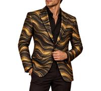 Chaqueta de traje de poliéster con estampado integral para hombre, corte estrecho, de un solo pecho, para boda y graduación, chaqueta vaquera para hombre