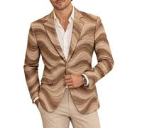 Chaqueta de traje de poliéster con estampado integral para hombre, corte estrecho, de un solo pecho, para boda y graduación, entretiempo