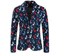 Chaqueta De Traje Hombre Talla Grande De Navidad Informal Gracioso con Un Botón Blazer Estampados De Temática Navideña Ajuste Cena Tops
