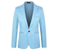 Chaqueta de Traje Masculino Chaqueta Deportiva Delgada de un Solo botón Chaqueta Diaria de Negocios (Light Blue,S)