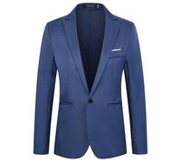 Chaqueta de Traje Masculino Chaqueta Deportiva Delgada de un Solo botón Chaqueta Diaria de Negocios (Dark Blue,M)