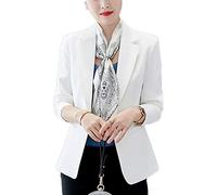 Chaqueta de Traje,Mujeres Color Sólido Corto Oficina Carrera Blazers Blanco M