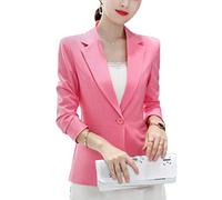 Chaqueta de Traje,Mujeres Color Sólido Corto Oficina Carrera Blazers Pink XL