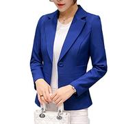 Chaqueta de Traje,Mujeres Color Sólido Corto Oficina Carrera Blazers Zafiro S