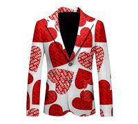 Chaqueta de traje para hombre, día de San Valentín, deportiva, tiempo libre, blazer con estampado de corazón, para boda, carnaval, disfraz, corte regular, traje de un botón, chaqueta de negocios