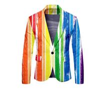 Chaqueta de traje para hombre, diseño de arcoíris, estilo informal, para fiesta de club, multicolor, M