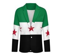 Chaqueta De Traje Para Hombre Moderna Con Estampado De La Bandera Nacional De Siria De Dos Botones Informal Deportiva Con Solapa Con Muescas Para Negocios Ligera De Talla Grande Ajustada Talla L