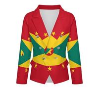 Chaqueta De Traje para Mujer con Estampado De La Bandera De Granada, Solapa con Muesca, Un Botón, Largo Estándar, Manga Larga, Blazer Formal Informal para Oficina Y Negocios, Talla M
