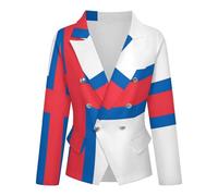 Chaqueta De Traje para Mujer con Estampado De La Bandera De Las Islas Feroe, Solapa con Muesca, Un Botón, Largo Estándar, Manga Larga, Ideal para Oficina, Trabajo, Negocios, Informal, Talla 6XL