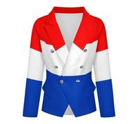 Chaqueta De Traje para Mujer con Estampado De La Bandera De Los Países Bajos, Solapa con Muesca, Un Botón, Largo Estándar, Manga Larga, Ideal para Negocios, Trabajo Formal E Informal, Talla 2XL