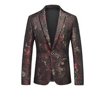 Chaqueta De Traje Tipo Blazer Floral Para Hombre, Blazer Jacquard De Lujo Con Flores, Chaqueta Deportiva Ajustada De Un Botón, Chaqueta De Esmoquin Para Invitados A Bodas, Fiestas Y Cenas, Color Bu