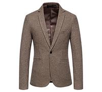 Chaqueta de tweed para hombre, diseño de rayas trenzadas, estilo vintage de pata de gallo, chaqueta de traje deportivo, chaqueta de negocios, casual, con solapa, abrigo de graduación, traje delgado