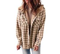 Chaqueta De Vestir Mujer - Chaqueta De Chaqueta A Cuadros para Mujer Chaquetas con Capucha De Forro Polar con Botones De Manga Larga Abrigo CáLido para Mujer Abrigo Pelo Mujer Boda