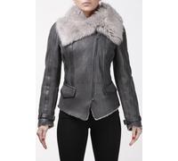 Chaqueta De Vuelo Aviador Toscana De Cuero De Oveja Real Para Dama, Gris