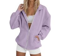 Chaqueta deportiva con cremallera para mujer, sudadera de manga larga para mujer, de algodón, sin capucha, chaqueta para correr, suéter con solapa, sudadera monocolor, chaqueta de entrenamiento suave