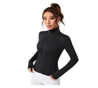 Chaqueta Deportiva de Manga Larga con Cremallera for Mujer para Fitness Yoga(M)