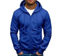 Chaqueta deportiva genérica de algodón ligero - Sudadera con capucha para hombre Cargo Cardigan Casual con capucha Sudadera de manga larga a la moda con capucha holgada para hombre Confort, azul, M